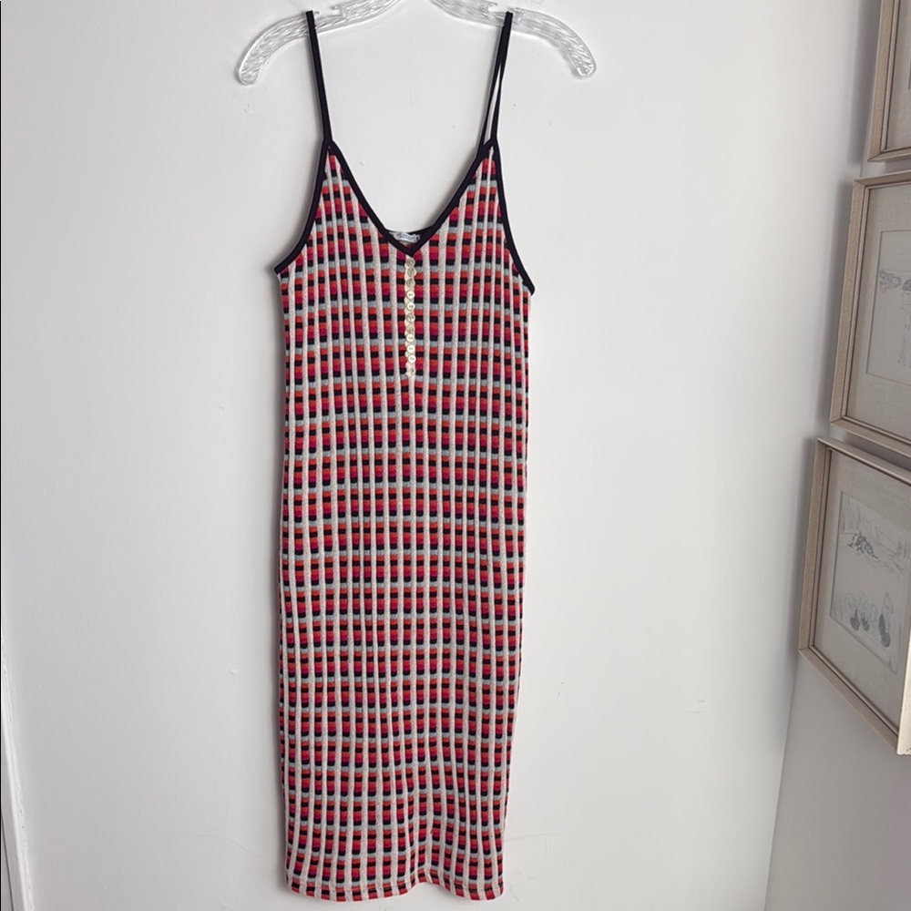 Zara Black and Red Striped Knit Dress